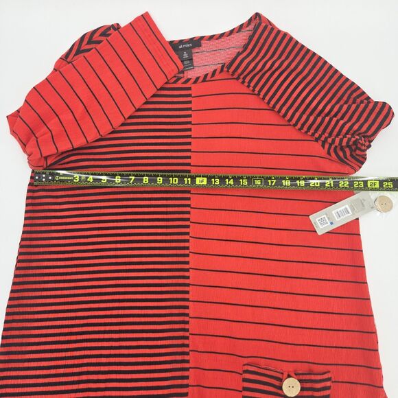 Ali Miles Mixed Stripe Print Tunic Blouse Top Womens Size XL Boho Patchwork - Picture 6 of 9